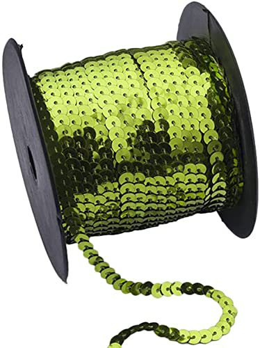 Anawakia Paillettenband 90 m Farbiges Pailletten Band 6 mm Breites Bortenband Glänzende Paillettenbänder für DIY Handwerk Bastelprojekte Tanzbekleidungen Armband Dekorationen (Hellgrün)