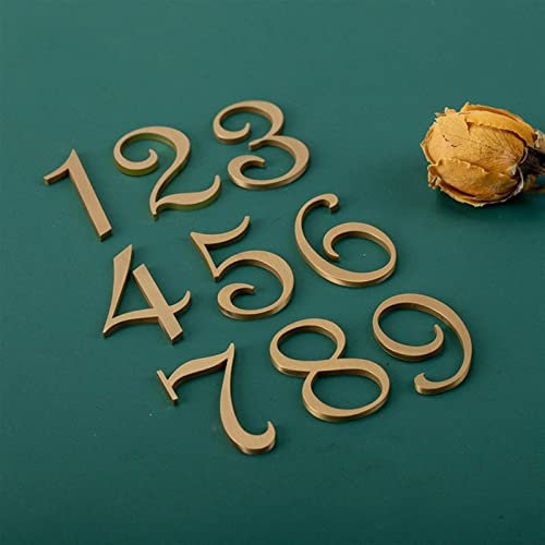 Modern Brass House Numbers Stickers For Apartment Metal Self Adhesive Doorplate Door Plaque Number Mailbox Address Street Signs (Width : Number 5)