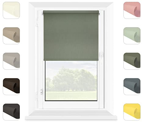 Mardom Rollos für Fenster Ohne Bohren Salbei 61 x 215 cm | Stoffbreite: 61 cm, Blickdicht, für Sonnenschutz und Privatsphäre, Einfach Montage Ohne Werkzeug