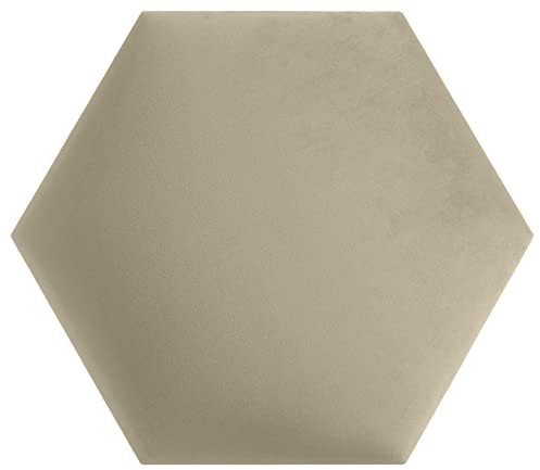 softwalls Wandkissen Hexagon Stoff mit 50mm Polsterung - Bett Kopfteil Wandpolster - Wandverkleidung - Wandpaneele | 40 x 34.5 Creme