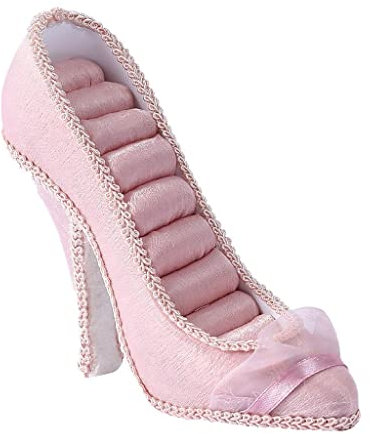 Bontannd Mini Rosa High Heel Schuhe Ringhalter Schmuck Display Stand Showcase 12x13cm