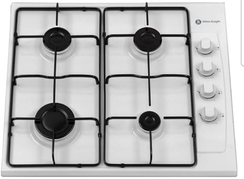 White Knight Cocina de gas de 60 cm, 4 quemadores, acabado blanco - DAWKHBIG60-W-P