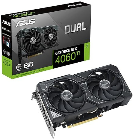 ASUS Dual GeForce RTX 4060 Ti 8GB GDDR6 (PCIe 4.0, 8GB GDDR6, DLSS 3, HDMI 2.1, DisplayPort 1.4a, 2.5-slot design, Axial-tech fan design, 0dB technology, and more)