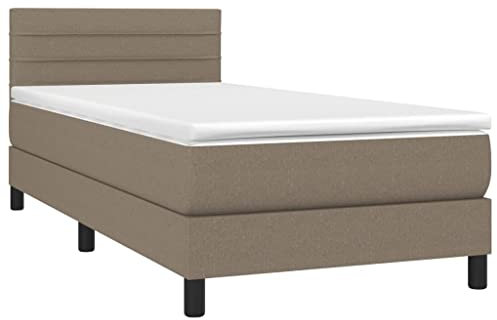 vidaXL Boxspringbett mit Matratze Taupe 90x200 cm Stoff