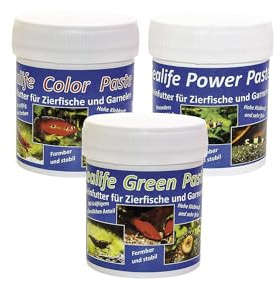 Sealife Futterpasten 3er-Set, Fischfutter und Garnelenfutter für Aufzucht | Drei Sorten Fisch- und Garnelenfutter: Farbfutter, Aufzuchtfutter, Hauptfutter; Farbfutter, Welsfutter, selbsthaftende Pasten