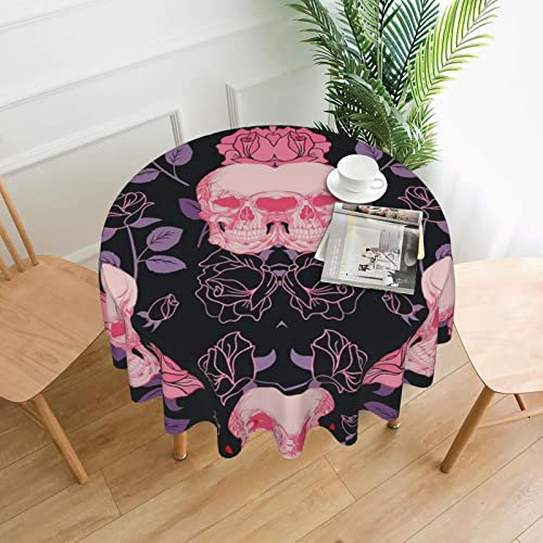 Runde Tischdecke mit Totenkopf-Motiv, Polyester, 152,4 cm, Dekostoff, für Esstisch