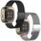 KUTEWEU Armbänder kompatibel mit Fitbit Versa 4/ Fitbit Versa 3, Damen & Herren Edelstahl Band Metall Uhrenarmbänder Armband für Fitbit Versa 4, Fitbit Versa 3 Smartwatch Zubehör (Silber+Schwarz)
