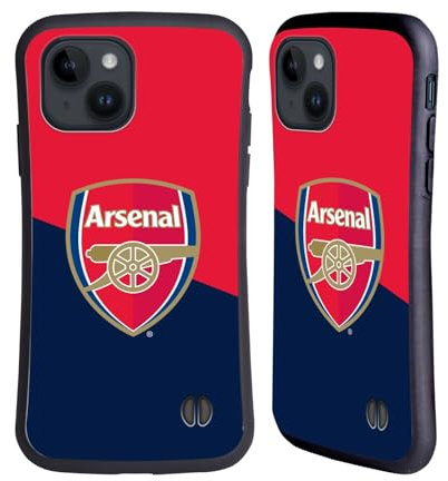 Head Case Designs Offizielle Arsenal FC Logo Blau Und Rot Wappen 2 Hybride Handyhülle Hülle Huelle kompatibel mit Apple iPhone 15