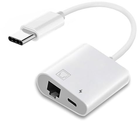 NFHK Adaptateur de charge USB-C vers réseau RJ45 de type C vers 100 Mbps avec alimentation PD compatible avec ordinateur portable, tablette, téléphone