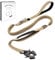 Dote on Tactical Dog Lead with Padded Handles 4.5-6.3FT Shock Absorbing Bungee Heavy Duty Reflective Lead Strong No-Pull Design Metal Carabiner Clip Car Seat Belt for Medium Large Dogs, Khaki