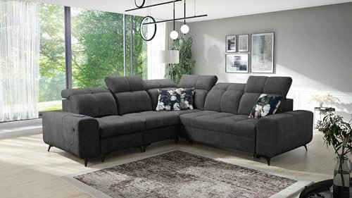 All4All Ecksofa Gilbert III 266x266cm - Schlaffunktion - Bettkasten - L-Form - Couch - Eckcouch - Schlafsofa - Sofaeck - Bett - Wohnlandschaft - Verstellbare Kopfstützen - Wawe 16 Links 26