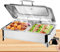 BOVDC Chafing Dish Elektrisch 9L, Edelstahl Elektrische Warmhaltebehälter Einstellbare Temperatur, Rechteckiger Chafing Dish Set Speisenwärmer mit Sichtbarem Glasdeckel (A, 1/2 Pan)