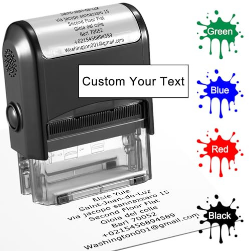 Individuelle Stempel, selbstfärbende, personalisierte Stempel für Unternehmen, personalisierter Gummistempel, 8 Zeilen mit Name und Adresse