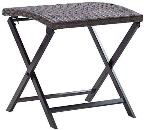 CIADAZ Klapphocker, Hocker Garten, Hocker Outdoor, Kleiner Hocker, Gartenmöbel, Fußhocker Outdoor, Balkon Hocker, Poly Rattan Braun