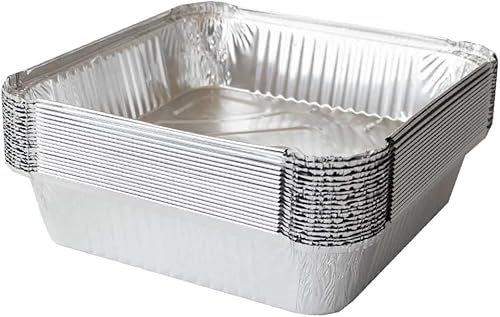 CafeTEq Large Aluminium Foil Trays Food Container with lids Oven BBQ Takeaway (No 9) 9 x 9 x 2 (200)