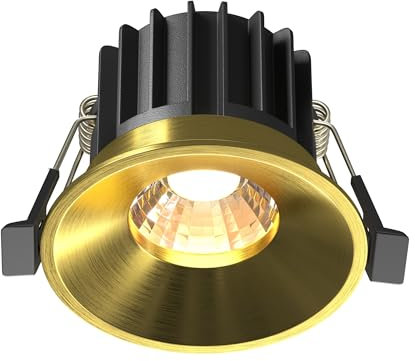 Maytoni Moderne Einbaustrahler Round LED incl. Messing aus Aluminum Energieeffizient 12W für Küche, Schlafzimmer, Wohnzimmer, Esszimmer, Lobby