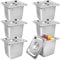 6 Pack Stainless Steel Pans with Lids - 6 Inch Deep, Anti Jam, Steam Table Pans for Restaurant Buffet & Party Supplies