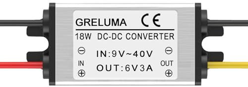 Greluma 1 pezzo convertitore di tensione step down DC 12V 24V a 6V 3A(ingressi 9-40V),riduttore di tensione del regolatore di potenza da 18W per auto sistema solare della barca del camion