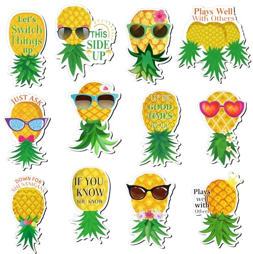 Xuhal 12 Stück Ananas-Magnete, Kreuzfahrt-Tür-Dekorationen, magnetische tropische Ananas-Aufkleber, Dekoration, Kreuzfahrt-Tür, Kühlschrank, Auto-Magnete, Aufkleber für Kabine, Sommerparty