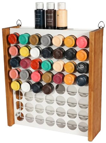 J JACKCUBE DESIGN Craft Paint Organizer Storage Rack, 56 Holes Acrylic Paint Wall Mounted Display for 2oz Miniature Craft Standard Paint Bottle Rack Stand - MK1033A
