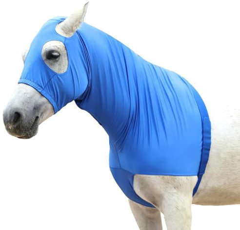 Gallopoff Halsteil Ekzem, Brustschutz Pferd Decke, Halsdecke Pferd, Schulterschutz für Pferde, Stretch Kapuze mit Reißverschluss und Vollgesicht Halsabdeckung