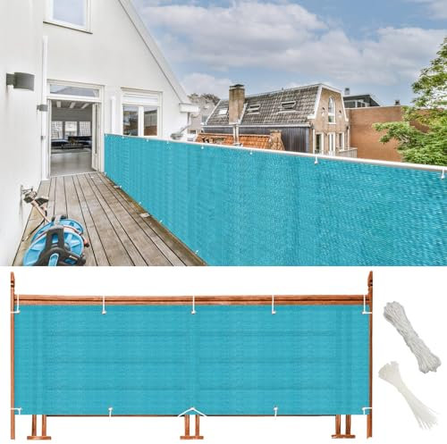 Clôture opaque et résistante aux intempéries pour balcon et jardin - 85 x 450 cm - Protection contre le vent et les UV - Bleu ciel