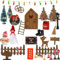 Cytecedx Wichteltür Set, 30 Stück Wichtel Zubehör für Weihnachten, Wichtel Baustelle, Weihnachtsdeko Weihnachtswichtel Tür Set für Kinder, Wichtel Deko Holz, Miniatur Feentür Ornament Set