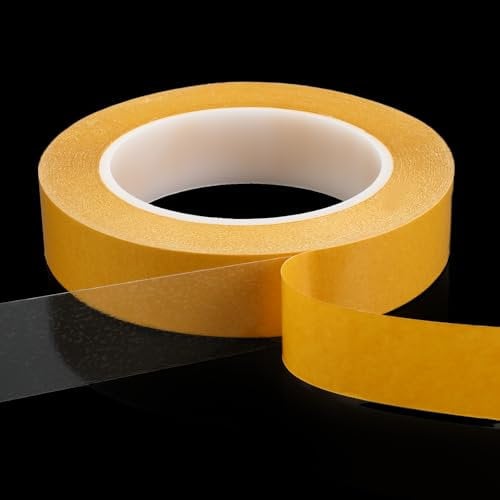 25mm X 50m Ultra Thin Clear Double Sided Tape, Two Sides Sticky Tape with Transparent Adhesive Heavy Duty Two Sides Strong Stick Mounting Adhesive Tapes for Fix Wall Decor Cat Training Arts Crafts