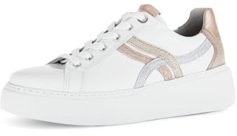 Gabor Damen Low-Top Sneaker, Frauen Halbschuhe,Moderate Mehrweite (G),straßenschuhe,Strassenschuhe,Weiss/Gold/rame k.,42 EU / 8 UK