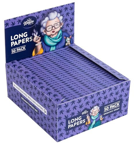 50x Granny's® Long Papers unbleached | 108 x 45 mm | King Size | 36 Blatt ungebleicht | virgin Papers | OmasRawpapers Lila | Zellstoff Long Papers
