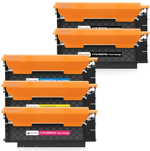 MEGOFFICE 117A Tonerkartusche Kompatibel für HP 117A Toner 5-Pack | Für HP Color Laser MFP 178nwg 179fwg Toner 150nw 179fnw 150a 178nw W2070A W2071A W2072A W2073A (Schwarz,Cyan,Magenta,Gelb)