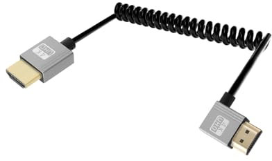 YANBORONSN Câble enroulé 4K HDMI 2.2FT, câble court HDMI vers hdmi, 4K@120Hz 18Gbps pour caméra/TV/cartes de Capture/tablette (Droite)