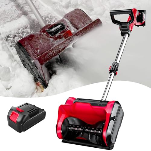 moupeaktain Pelle à Neige avec 4ah Batterie, Pelle à Neige électrique sans Fil avec 12.6 Largeur, 6.3 Profondeur, Distance De Projection De 26 Pi, Souffleuse à Neige pour Allée De Patio