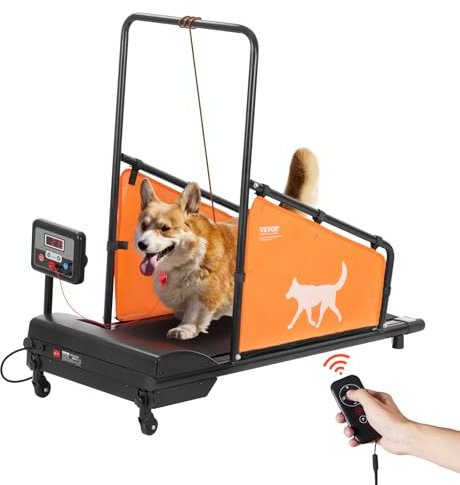 VEVOR Hundelaufband für mittelgroße Hunde bis 90 kg, elektrisches Hundelaufgerät mit 3 verstellbaren Rampen, Indoor-Laufband für Haustiere mit LCD-Bildschirm, Dog Pacer-Laufband für Training