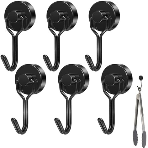 6 Stück Magnethaken Extra Stark,16mm Metallhaken Neodym Magnet Haken Hält,15kg Drehbar Magnetischer Haken,Magnetische Haken,Magnet Haken Für Küche Schließfächer Schlafzimmer Büro Kühlschrankmagnet