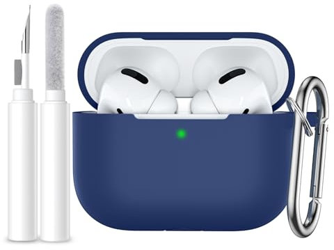 Easuny Compatibile con Custodia AirPods PRO 2, Antiurto Silicone Protettiva Cover Compatibile con Apple AirPods PRO 2nd 1st Generation Case, LED Visibile, con Moschettone&Kit di Pulizia - Naviblue