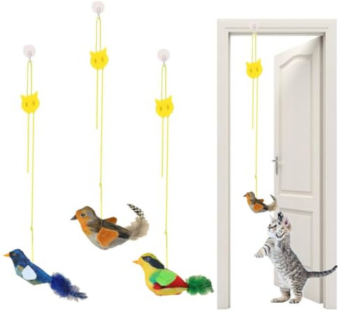 Katzenspielzeug Türrahmen, 3 Stück Katzenspielzeug Selbstbeschäftigung, Fliegender Vogel Katzenspielzeug, Vogel Spielzeug Katze, Flapping Bird Cat Toy