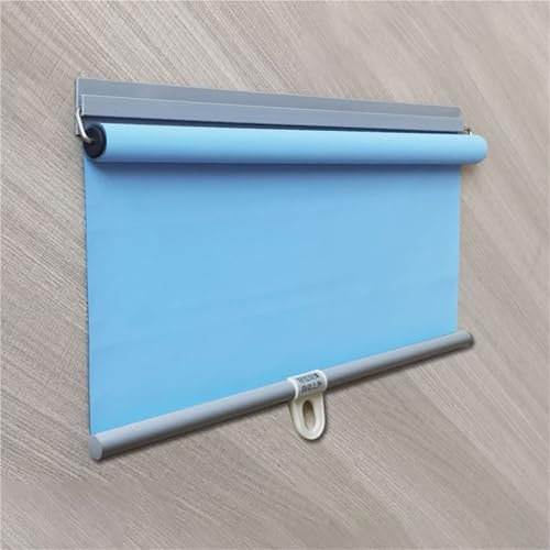 Springrollo Mittelzugrollo ohne Bohren Selbstklebendes Sonnenschutz Rollo Thermorollo Sonnenschutzrollo Für Balkon Wohnzimmer Küche Büro Türen Fenster Kabellos Thermofolie(Blue,56W x 150H cm)