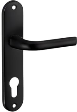 Ensemble de Poignées pour Porte d'entrée, Leto, Trou de Cylindre, Carré 7 mm, Entr'axes 165 mm, Noir, Aluminium Embouti, Esthétiques Et Pratiques, pour Salle de Bain Et Toilette, THIRARD