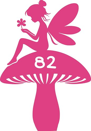 Pack of 3 Fairy & Mushroom Waterproof Wheelie Bin Stickers - Cute Garden Accessories - Number Stickers - Stick On Numbers (Pink, 26cm x 18cm (10.2 x 7.1))