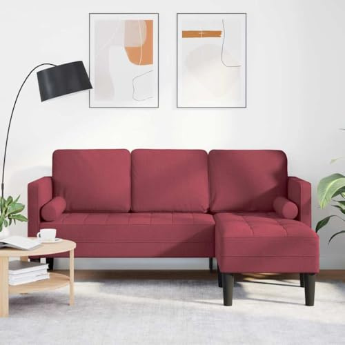 Emmtore Sofa 3-Sitzer L-Form Wohnzimmer Stabiler Buchenholzrahmen Modernes Design Stilvoll Langlebig Platzsparend Weinrot 160 cm Stoff