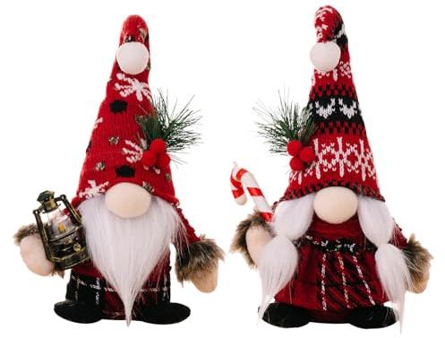 EDLMKM Set of 2 Christmas Gonk Plush Ornaments Decor, Gnome Christmas Ornaments, Cute Traditional Mr & Mrs Santa, Christmas Gonks, Christmas Decorations, for Table, Shelf, Bedroom, Decor