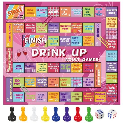 Party Drinking Games for Adults: Fun Waterproof Board Bar Game for Adult Men Women Birthday Parties | Stag and Hen Parties Games for Friends Holiday Drinking Game Night for 2-8 Players | Ages 18+