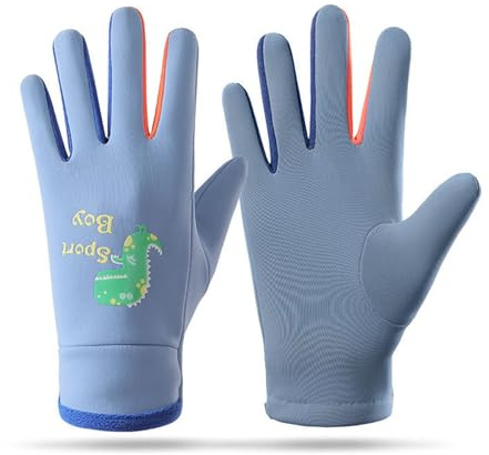 Tnkmix Guanti da Sci per Bambini, Invernali Antivento per Bambini dai 3 agli 8 anni, per Ragazze, Ragazzi, Sci, Snowboard, Ciclismo (Blu)