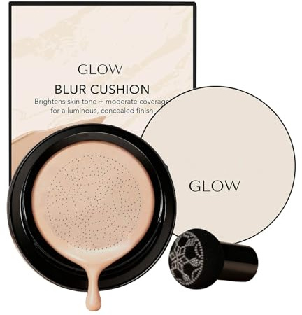 Foundation-Puder, CC-Creme mit Pilzförmigem Applikator, BB-Creme Gesichtsmake-Up für Reife Haut, Air Cushion zur Hauttönung, Hebt und Spendet Feuchtigkeit, Langanhaltendes Make-up (Natural)