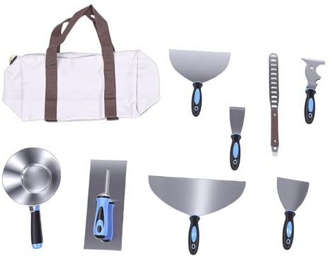 Luocute Ensemble de Grattoirs à Mastic, Kit D'outils pour Cloisons Sèches en Acier Inoxydable avec Grattoir 10 en 1 et Poignées Ergonomiques, pour la Réparation des Murs, la Peinture,