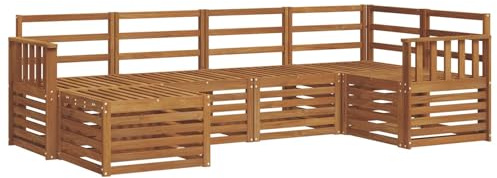 vidaXL 8-teiliges Sofa-Set aus natürlichem Akazienholz, massiv, für Garten und Terrasse, moderne Möbel, minimalistische Sitze, wetterfestes Sofa