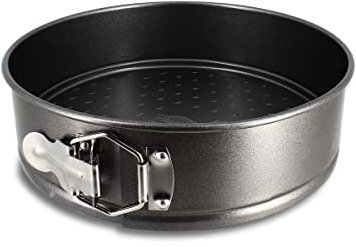 MENASTYL - Moule à charnière 22cm - 6020759, Idéal gâteaux ronds démoulage facile avec fond amovible - moule démontable en acier carbone antiadhésif noir