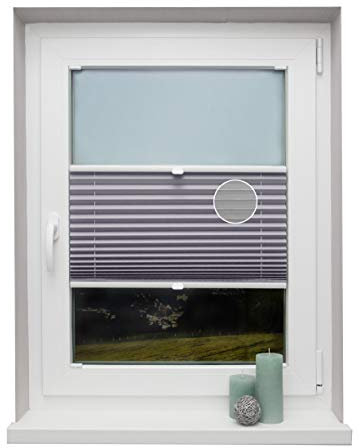 Plissee auf Maß Thermo für alle Fenster Montage in der Glasleiste Blickdicht mit Spannschuh Sonnenschutzrollo Flieder Breite: 111-120 cm, Höhe: 40-100 cm