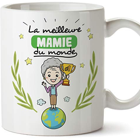 Mugffins Mamie Mug/Tasse - La Meilleure Grand-mère du Monde - Tasse Originale/Cadeau Anniversaire/Fête des Mères/Future Mamie. Céramique 350 ML